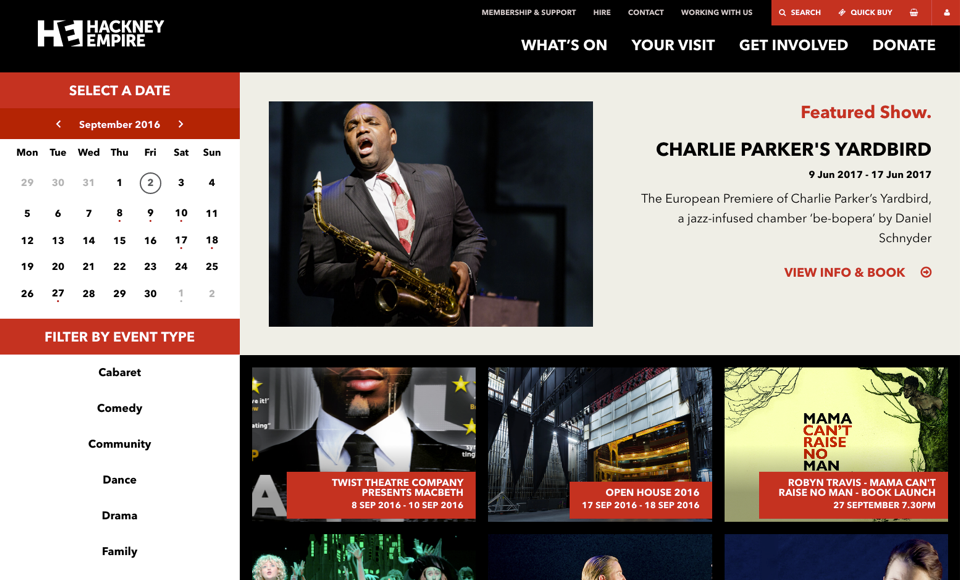 Hackney Empire what's on page